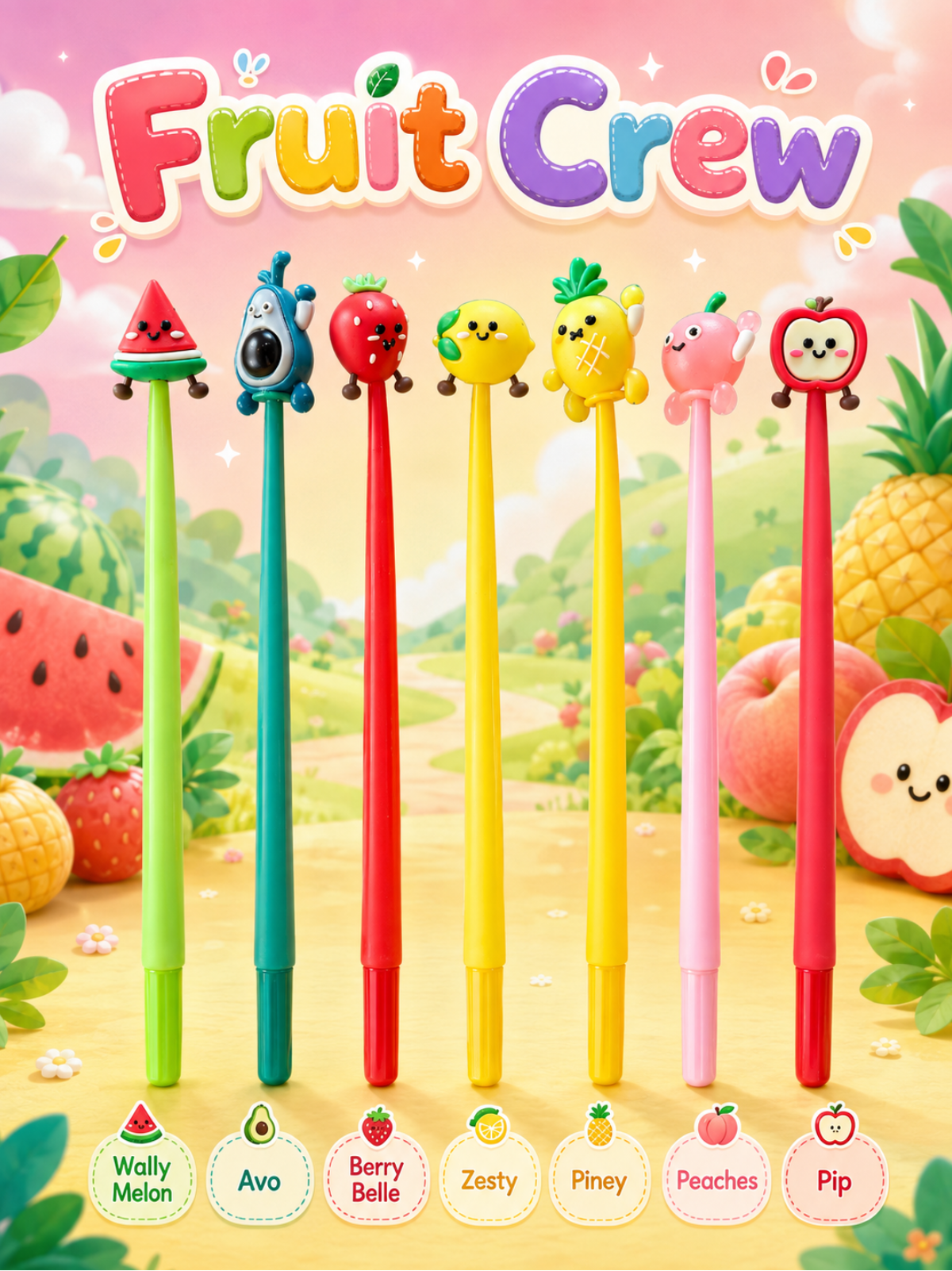 Fruit Crew Pixel Gel Pen – Choose Your Character
